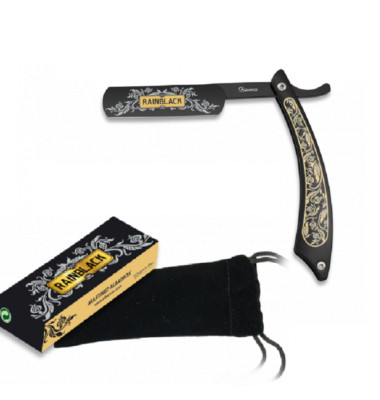Martinez Albainox Rainblack Straight Razor with draw string storage bag 