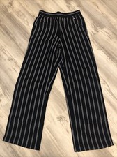 Women  s Tommy Hilfiger Pull On Straight Pants Navy Blue With Stripes Size XS