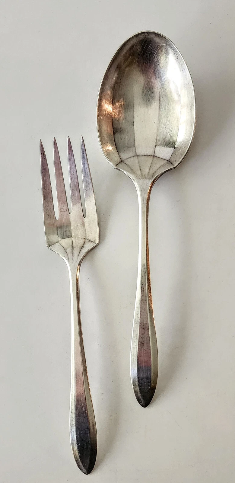 Vintage Oneida Silverplate Serving Fork & Spoon Patrician Pattern c1914