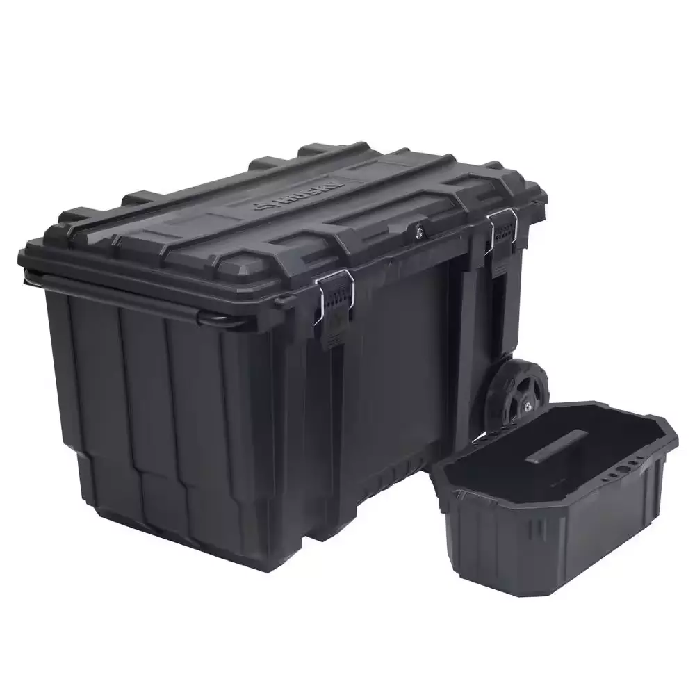 23 In. 50 Gal. Black Rolling Toolbox with Keyed Lock and Portable Hand Tool  Tray