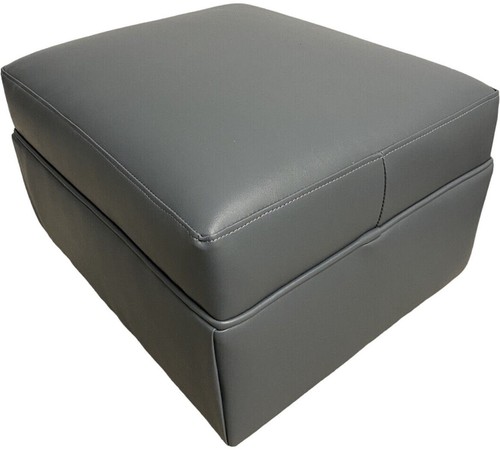 Small Oxford Footstool Pouffe Stool Ottoman grey Faux Leather British Made - Picture 2 of 5