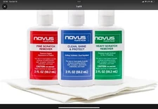 Novus Plastic Polish Kit #1, #2, & #3, 2oz. Bottles w/ Premium Polish Mates