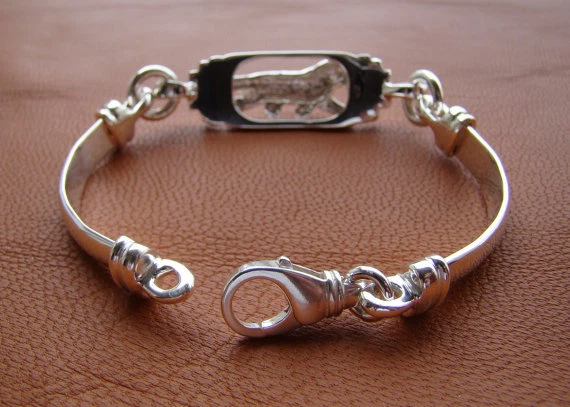 Pulsera de estudio móvil collie barbudo de plata de ley Foto 4 de 4