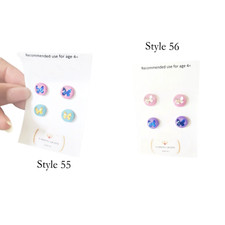 Resin Butterfly Stud Earrings Stainless Steel Set Girls Cute Pink Purple Blue