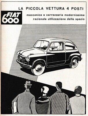 ADVERTISEMENT 1955 FIAT 600 CAR SMALL 4 SEATER MODERN SPACIOUS