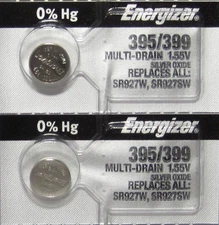 2 Pk 395 Energizer watch battery SR927W 395/399 SR927SW 