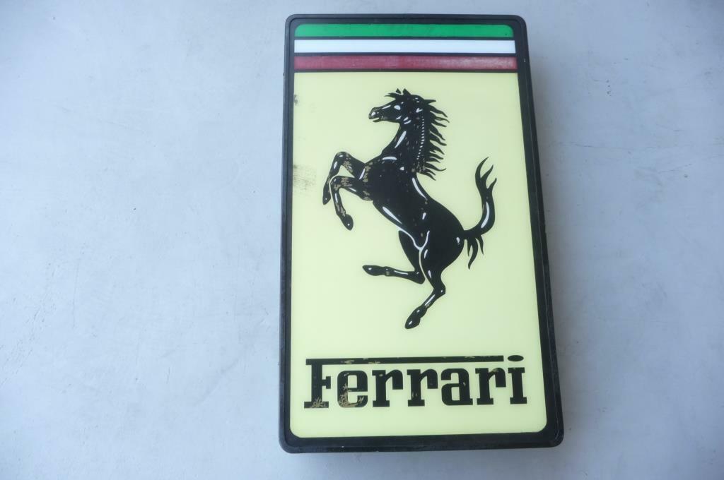 1960`s Ferrari Illuminated Vintage Dealer Rare Sign 37"3/4x 22"x 5"7/8 Original