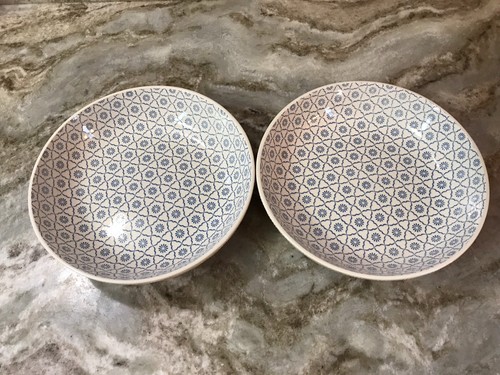 Large Pasta Bowls Pretty Blue Abstract. Set Of 2. Signature. 8.5 Inch. New. - 第 8/12 張圖片