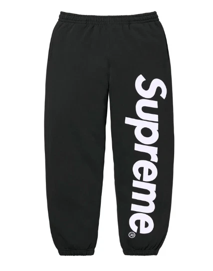 Pantalon de survêtement Supreme satin appliqué noir FW24 taille L NEUF