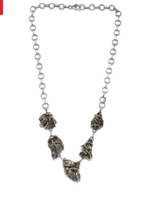 Artisan Crafted Rough Cut Meteorite Necklace 20 Inch Sterling Silver gift