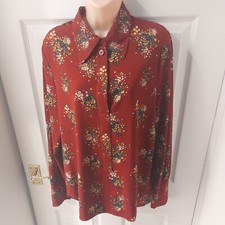 Next burgundy floral shirt diphem blouse 14 back detail