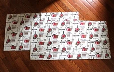 2 Vintage/Retro Print Kitchen Curtain Valances--White, Red, Black, Pots & Pans