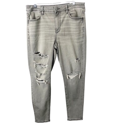 American Eagle NWT Next Level Stretch Distressed Hi-Rise Jegging Charcoal 12S
