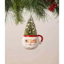 Bethany Lowe Christmas Santa Mug w/Tree Ornament, 5 1/2" T, Retro TF3269 NWT