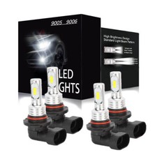 9005 9006 LED Headlights Kit Combo Bulbs High/Low Beam Super White Bright 4pcs