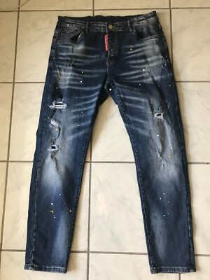 Dsquared2 Faded Stretch Cotton Distressed Paint Splatter