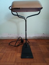 &à restaurer& Vieille LAMPE DE BUREAU - Pied FONTE en escalier - abat-jour émail