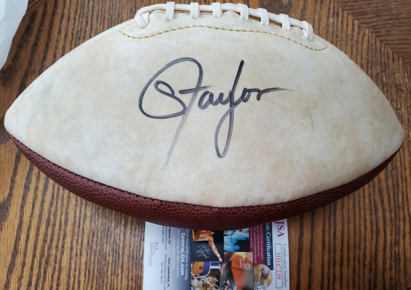 Lawrence Taylor Autographed Signed Dallas Cowboys NICE LT Full Size Logo Football JSA COA UNC 