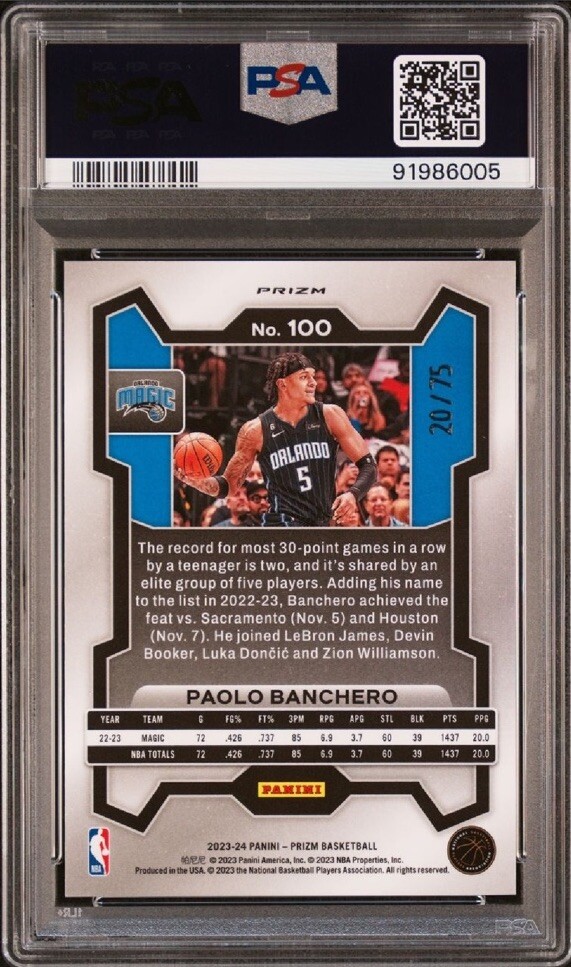 その他 PSA10 paolo banchero select scope prizm Paolo Banchero 2022 Select #72 Concourse Scope Price Guide