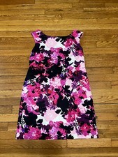 Eliza J Women's Floral Sleeveless Shift Dress Size 12p Petite Back Zip up