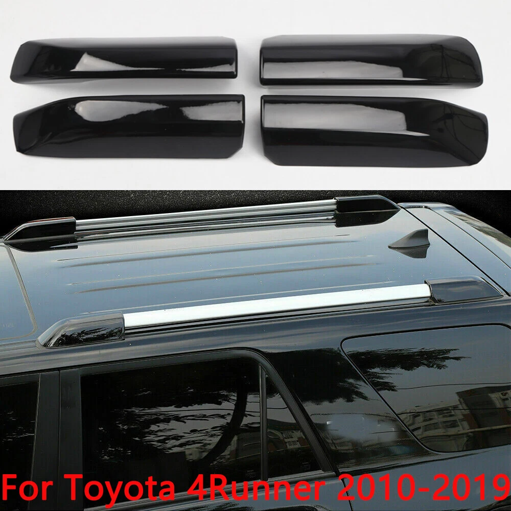 Black Roof Rails Rack End Cap Protection Cover 4pcs For Toyota 4Runner 2010 2019