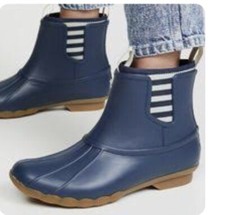 Sperry Women's Syren Cove Rubberized Chelsea Navy Ankle Rain Boot Size 6m Nwob