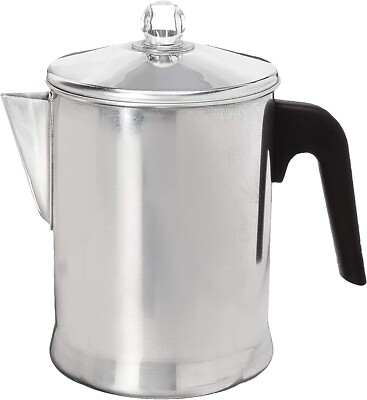 Heavy Duty Stove Top Percolator Coffee Pot Maker Aluminum 9-Cup