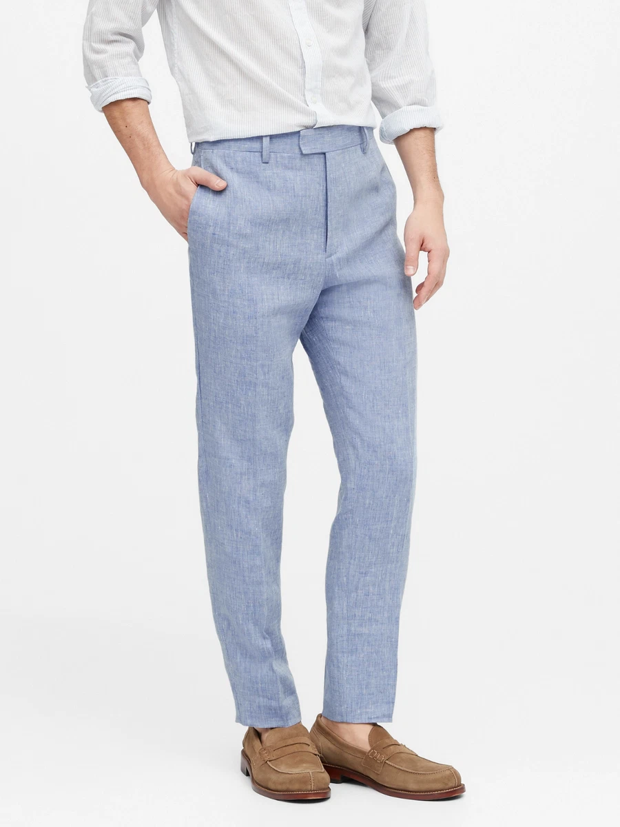 Blue linen hotsell trousers mens