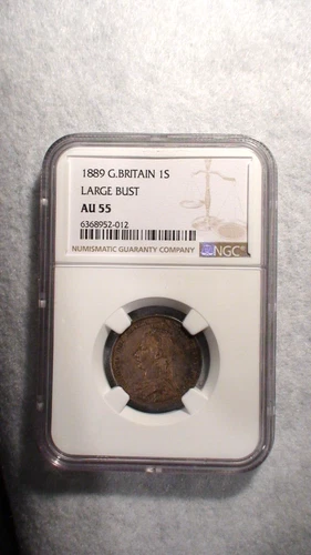 1889 Great Britain One Shilling NGC AU55 SILVER 1S Coin PRICED TO SELL NOW!