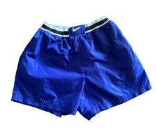 Vintage 90s Nike Nylon Shorts Blue Women Medium 8-10 Swoosh Y2K Retro Athletic