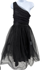 NWT Lulus Already Perfect Black Tulle One Shoulder Party Dress Size Large LBD