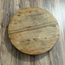 Vintage Solid Wood Lazy Susan 21.5” Diameter 3” High Handmade Heavy