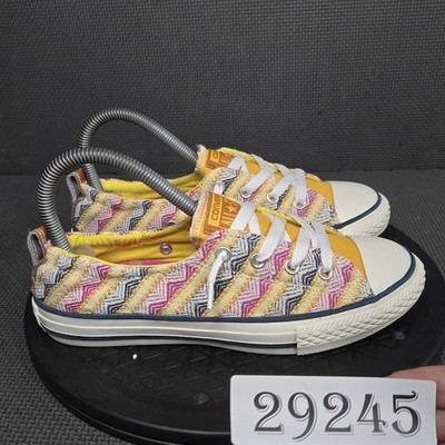 Converse All Star Shoes Junior Size 4 Womens 6 Yellow Multicolor W649DLC Low Top