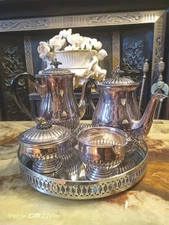 A Vintage 'Brazil' Half Reeded Body Five Piece Silver Pated Coffee Set 'Viners'