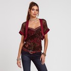 Vintage Y2K Silk Cami Top Set US S Brown Red Floral Beaded Whimsigoth Camomilla