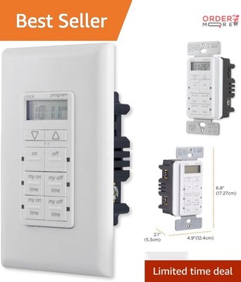 In-Wall Digital Timer 4 Programmable On/Off 2 Easy Buttons 24H Cycle Blue LED