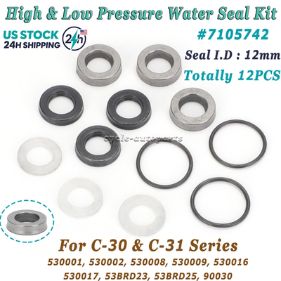 #ad 7105742 Water Seal Kit Highamp;Low Pressure 12mm Pressure Washer Pump Seals C 30 31 $35.09