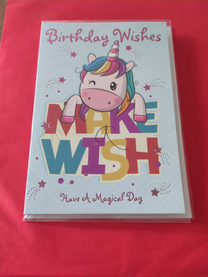 GEBURTSTAGSWÜNSCHE. MAKE A WISH. HAVE A MAGIC DAY CARD. EINHORN DESIGN