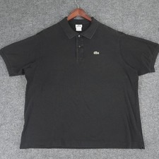 Lacoste Polo Shirt Mens 3XL 8 Black Pique Knit Cotton Short Sleeve Rugby Logo