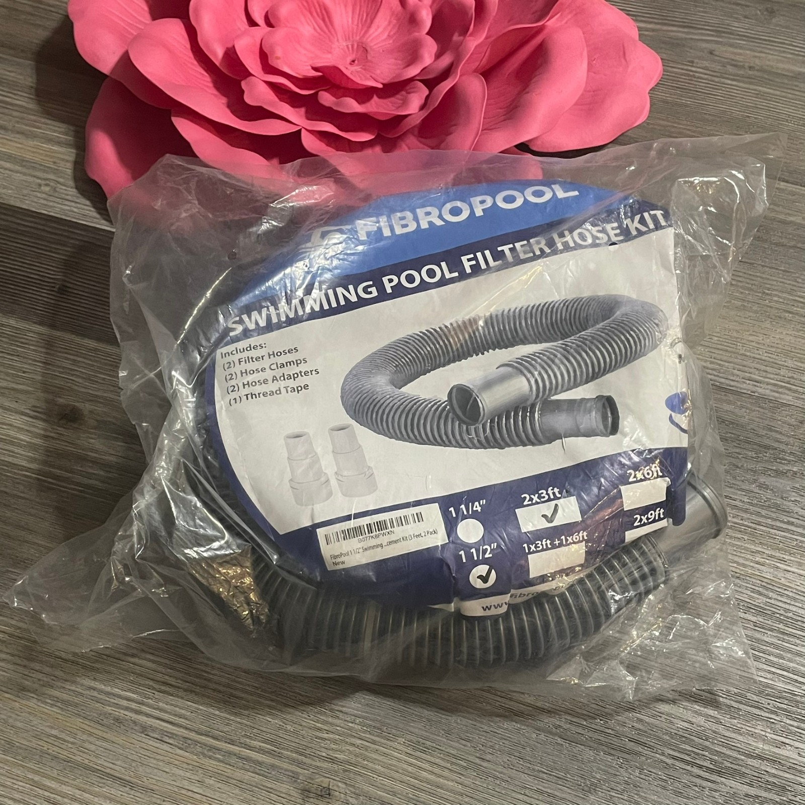 2 PACK FIBROPOOL  SWIMMING POOL FILTER HOSE KIT 1 1/2" 6 FEET