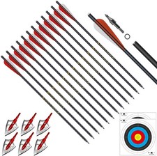 SALE 12Pcs 20" Crossbow Bolts Carbon Arrow Archery Half Moon Nock Hunting Season