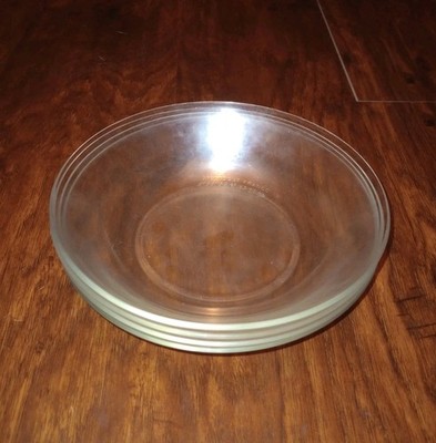 Arcoroc France Classique Set Of 4 Clear Bowls 8'' Shallow Coupe Soup Salad Pasta