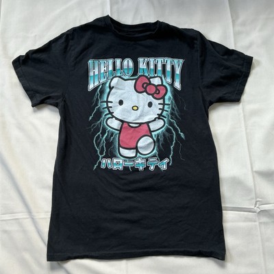 Hello Kitty Grunge Emo Lighting Black Blue Shirt Cute Girly Size Small