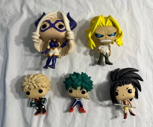 Lot Of 5 My Hero Academia Funko Figures - Deku Katsuki Momo All Might Mount Lady