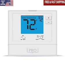 Heat Pump Thermostat Non-Programmable 2H1C Battery Hardwired Display Blue New