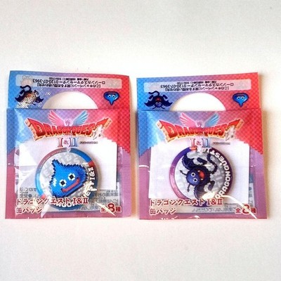 Dragon Quest I & II can badges set  Lawson Store 100  DQ collectible, 2 pcs,