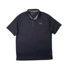 Under Armour Polo Shirt Mens Large Black Tech Lightweight Breathable Performance