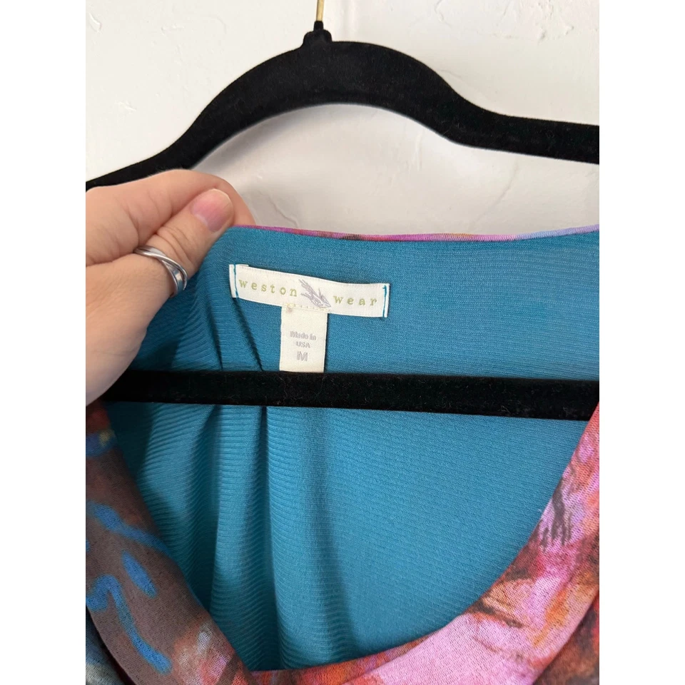 Top Weston Wear Y2k Talla Mediana Acuarela Artístico Cortina Cuello Capricho Foto 4 de 4