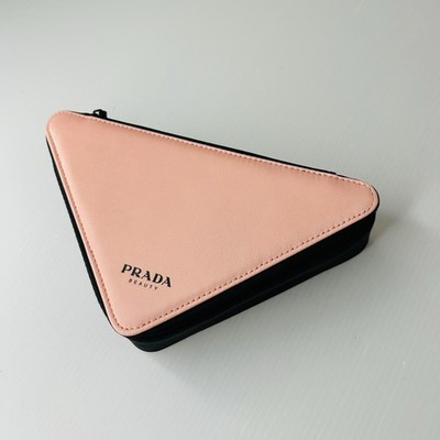 PRADA BEAUTY Pastell Rosa Stoff Reißverschluss Dreieck Beutel Kosmetiktasche