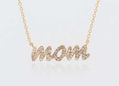 925 Silber Moissanit Name individuelle Länge Anhänger Halskette 14k Gelbgold vergoldet